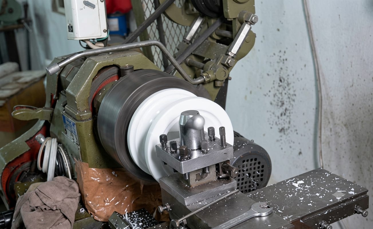 Lathe machining of AODD pump body to precision tolerance — Antlia Engineering Works