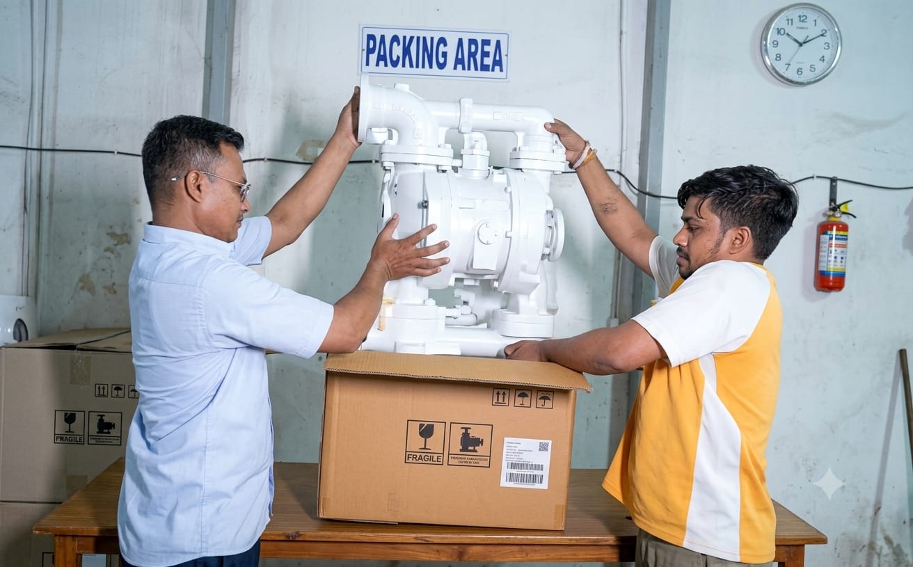 Export packing of AODD pumps for sea freight — Antlia Engineering Works