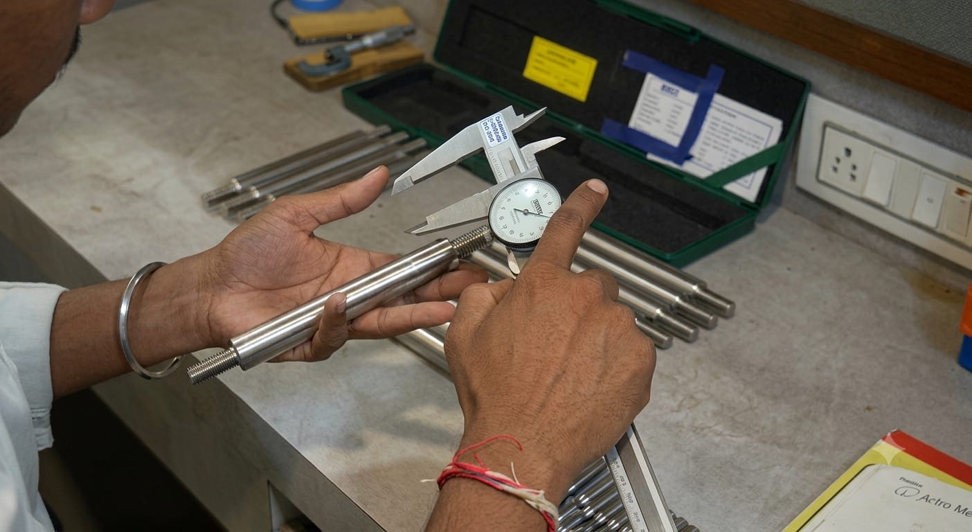 Dimensional quality inspection of AODD pump components before assembly — Antlia Engineering Works