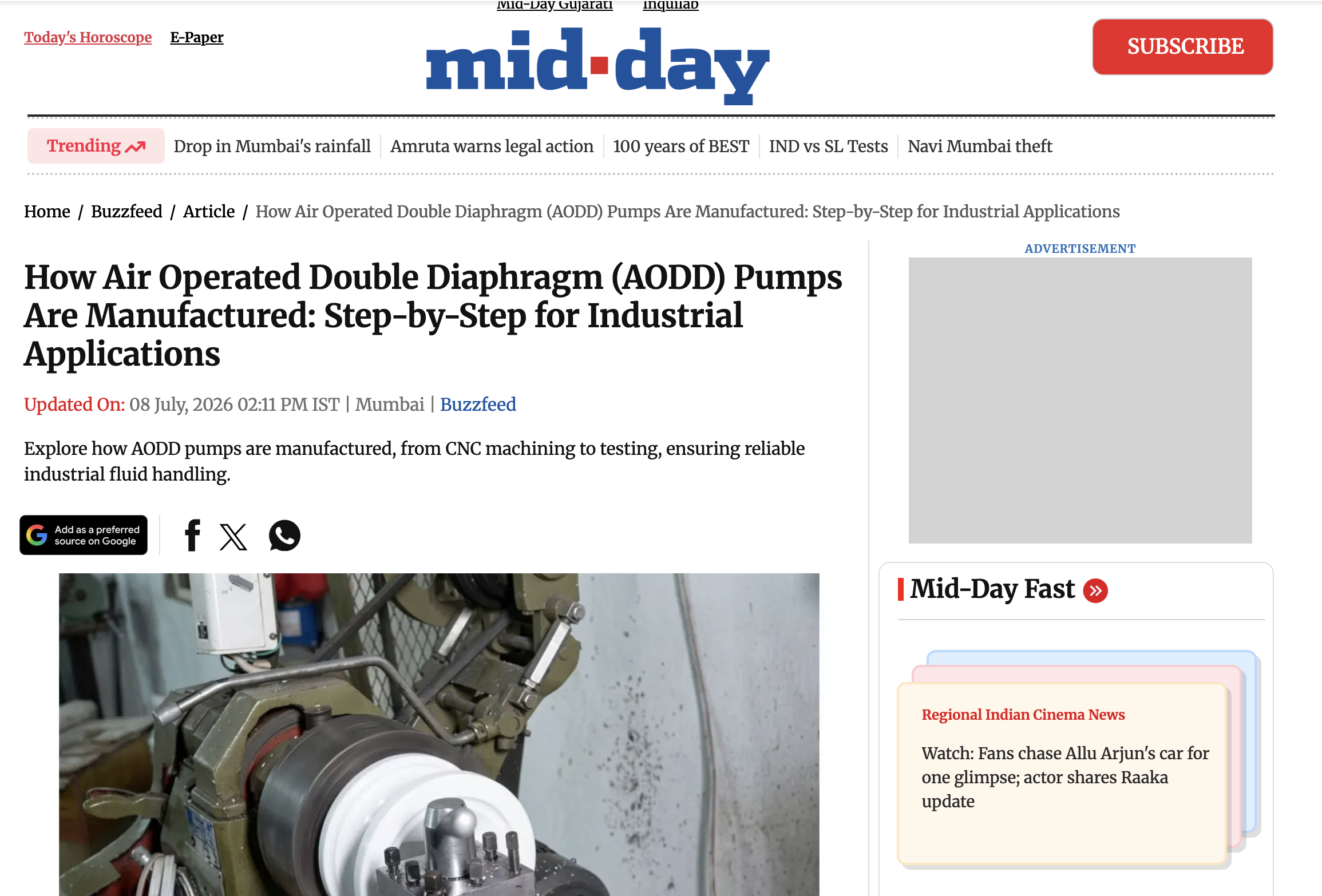 Mid-Day � How Air Operated Double Diaphragm (AODD) Pumps Are Manufactured Step-by-Step